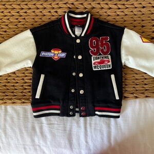 Disney Cars Black and White Kids Varsity Jacket
